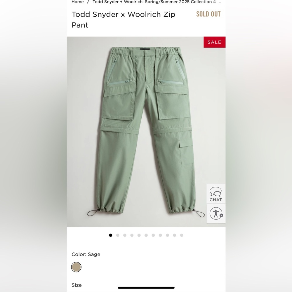 Todd Snyder x Woolrich Zip pant size large